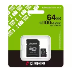 Карта памяти Kingston microSD Canvas Select Plus Gen3 + Adapter 64 ГБ (SDCS3/64GBSP)