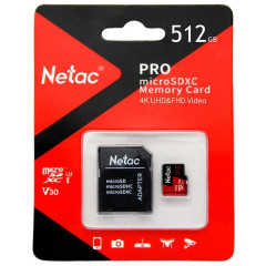 Карта памяти Netac microSD P500 Extreme Pro + Adapter 512 ГБ (NT02P500PRO-512G)